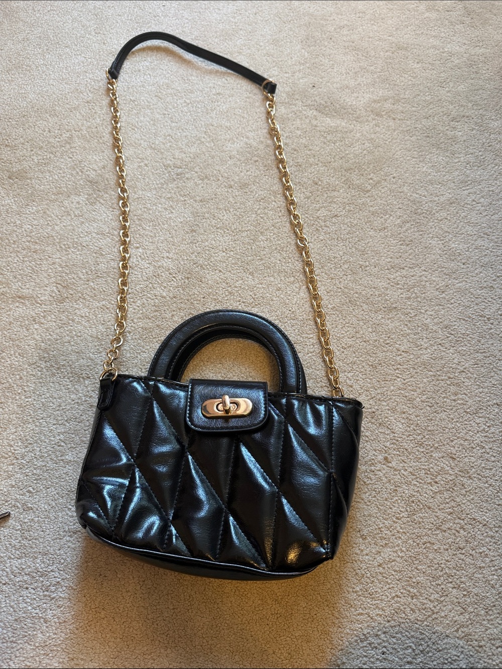 Never Used Forever 21 Black Crossbody Bag with Gold Chain